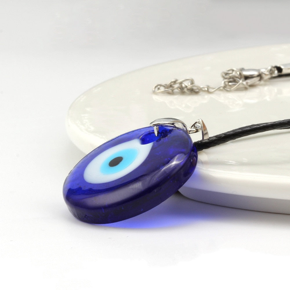 Sea Blue Evil Eye Pendants Necklace