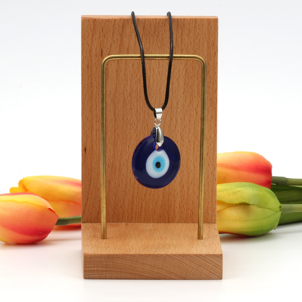 Sea Blue Evil Eye Pendants Necklace