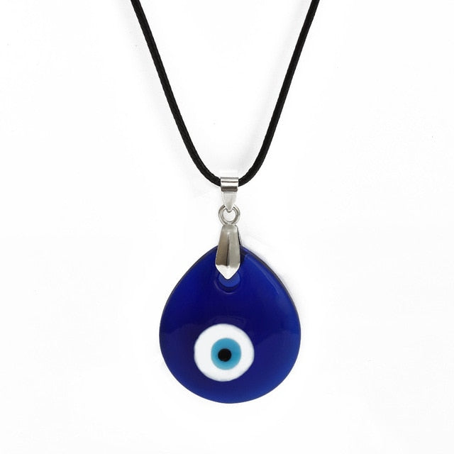 Sea Blue Evil Eye Pendants Necklace