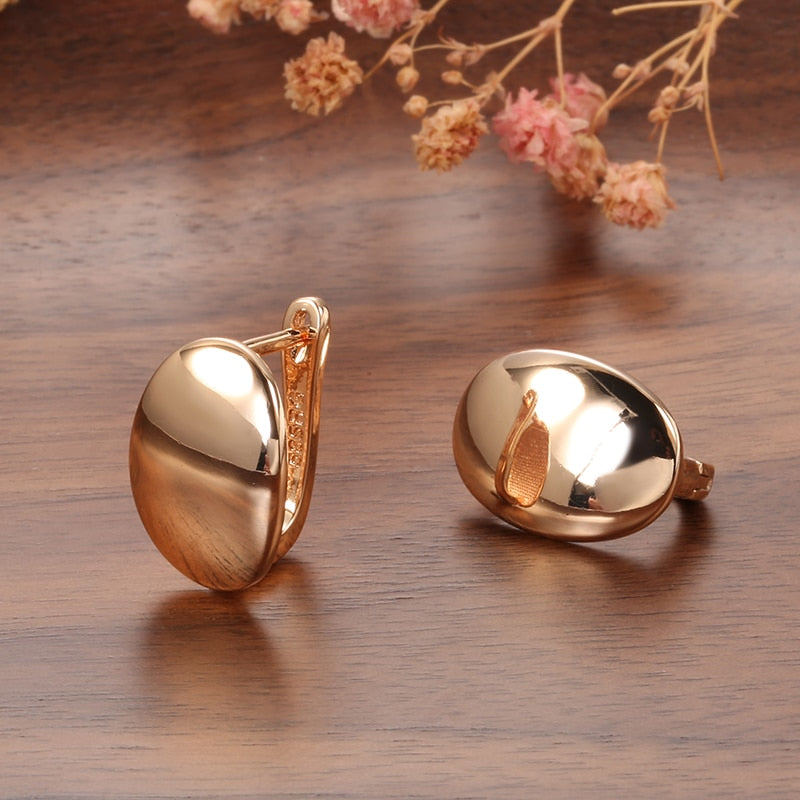 585 Rose Gold Simple Oval Earrings