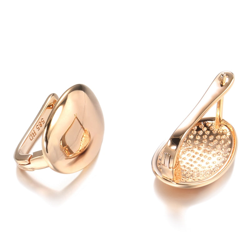 585 Rose Gold Simple Oval Earrings