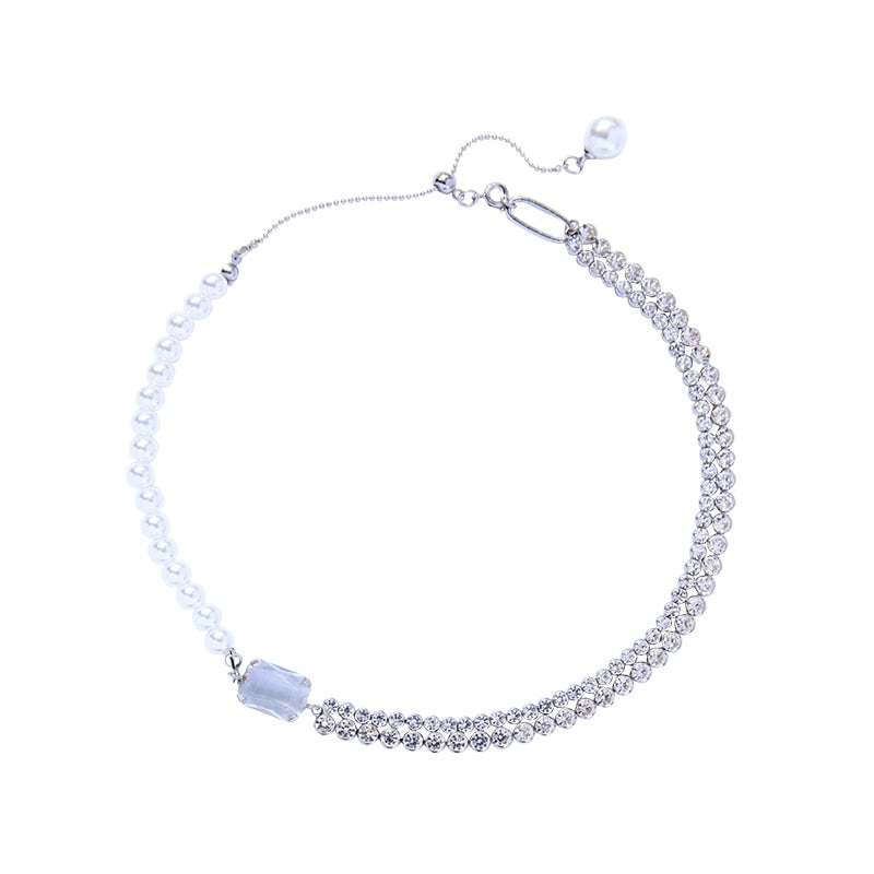 Korean Style Simulation Pearl Asymmetric Choker