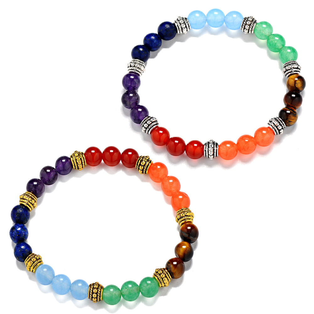 Purple Crystal Tiger Eyes Stone Beads Bracelet