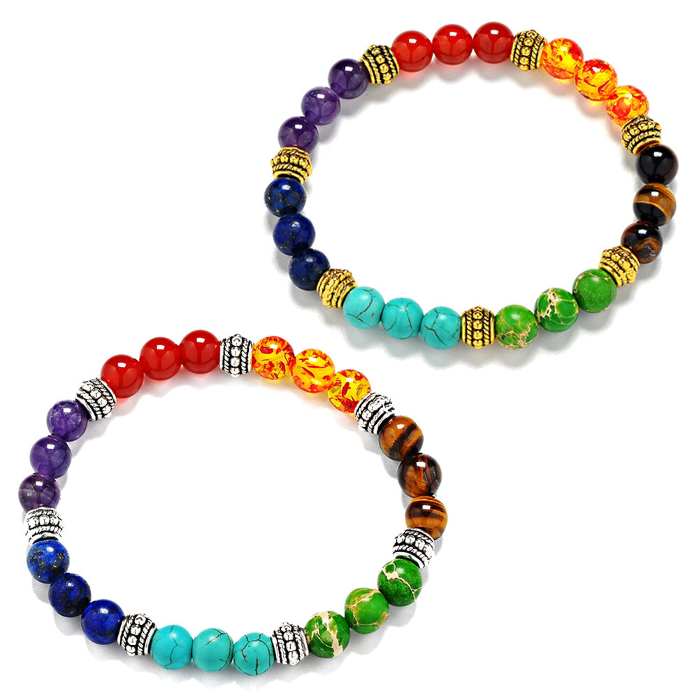 Purple Crystal Tiger Eyes Stone Beads Bracelet