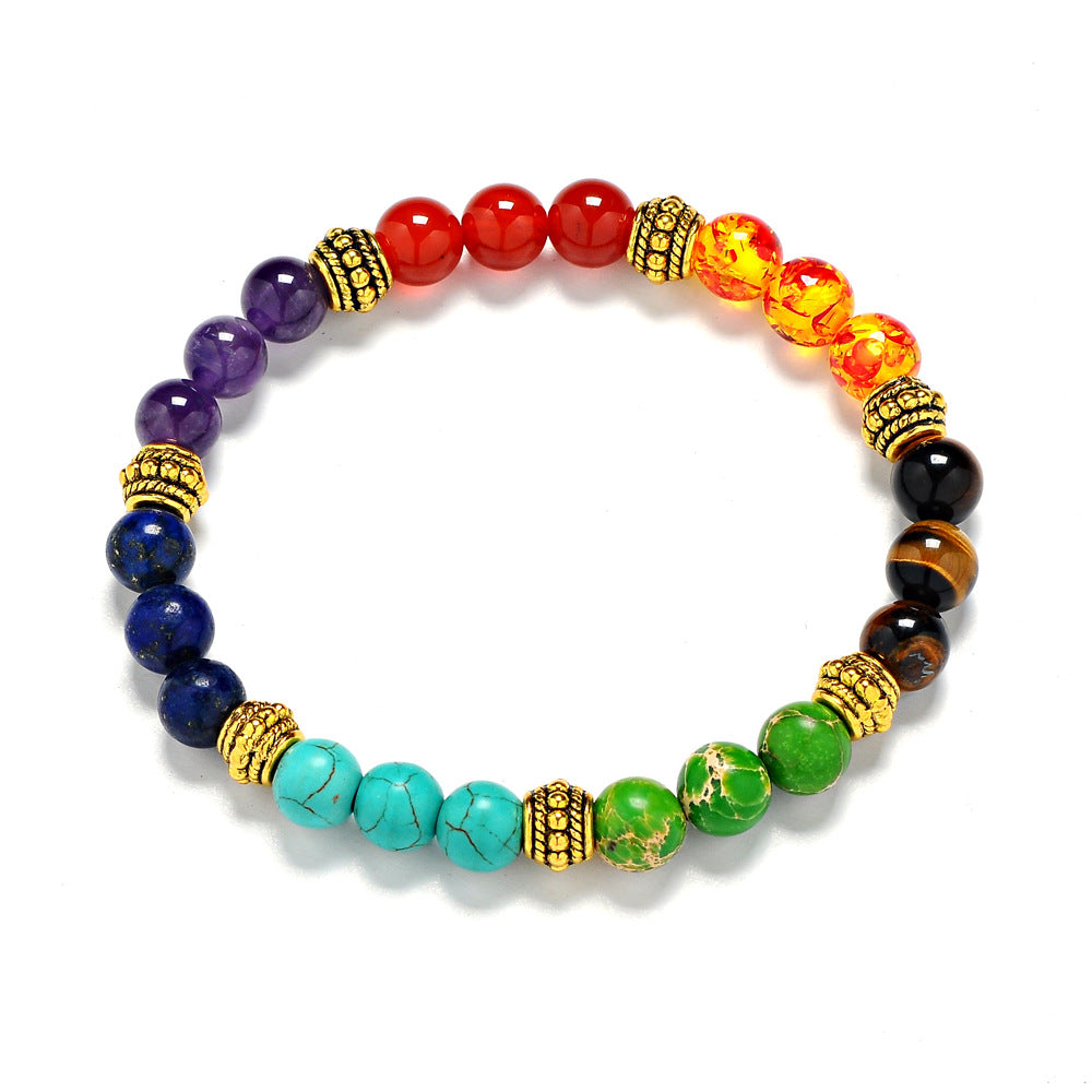 Purple Crystal Tiger Eyes Stone Beads Bracelet
