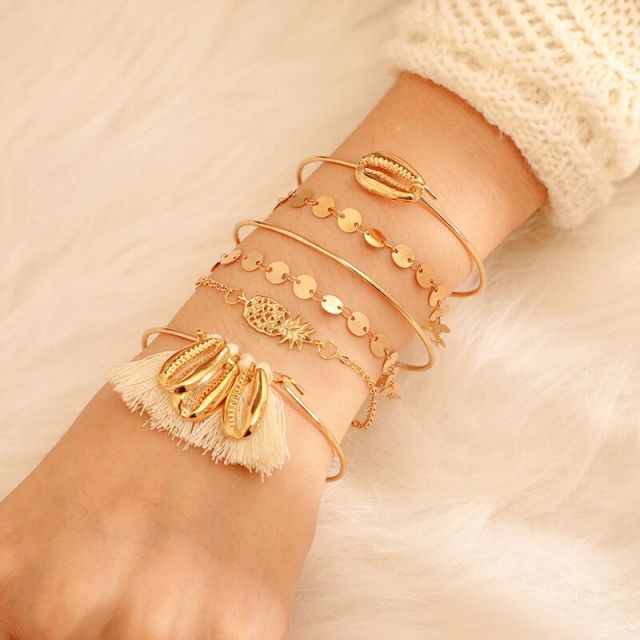 Bohemian Mixed Golden Shell Starfish Bracelet Women