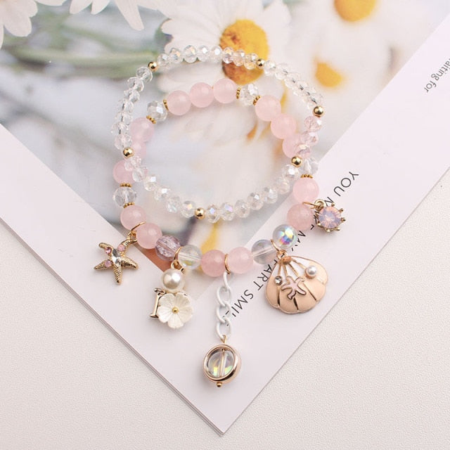 Shell Little Girl Pendant Burst Bead Sweet Romantic Set