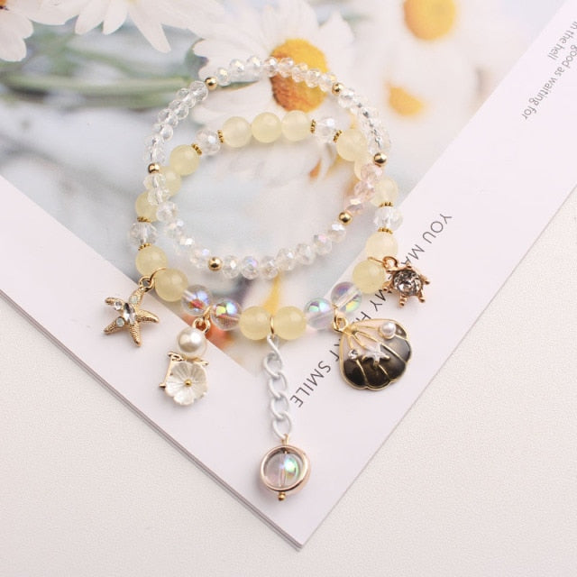 Shell Little Girl Pendant Burst Bead Sweet Romantic Set