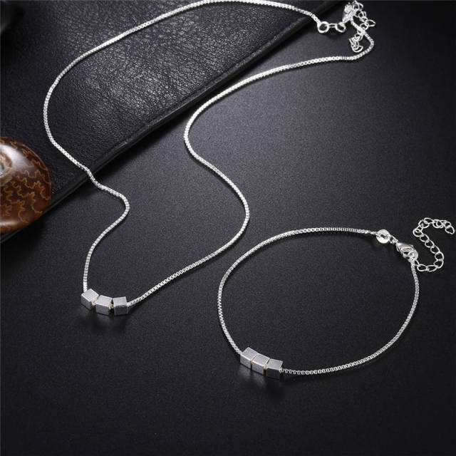 Lady 6mm Soft Snake Chain Necklace Bracelet 2 pcs Set