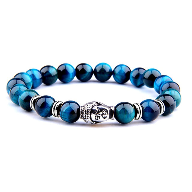 Natural AAA Royal Blue Tiger Eye Stone Beads Bracelet
