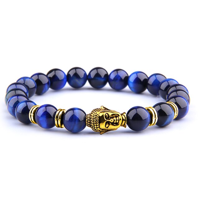 Natural AAA Royal Blue Tiger Eye Stone Beads Bracelet