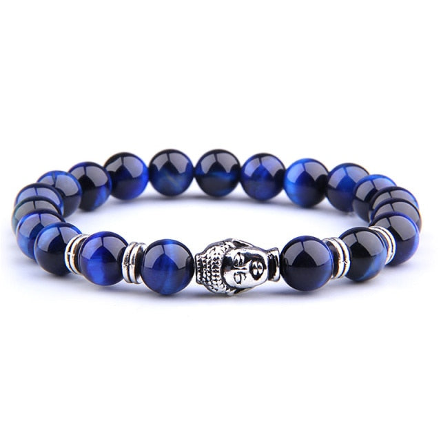 Natural AAA Royal Blue Tiger Eye Stone Beads Bracelet