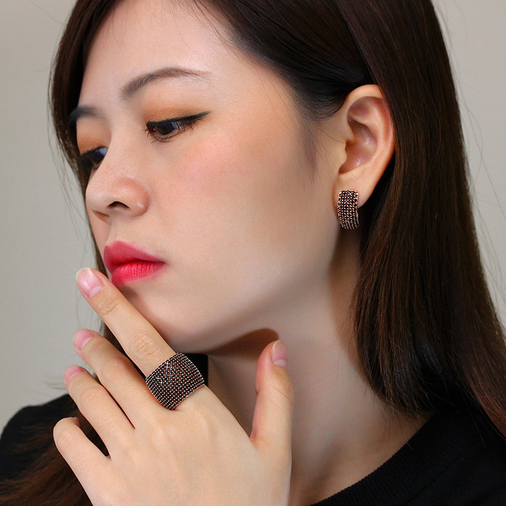 Fashion Couple Earrings For Women Copper Jewelry Sets