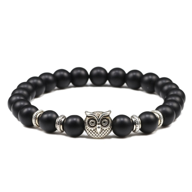 Black Lava Tiger Eye Weathered Stone Bracelets