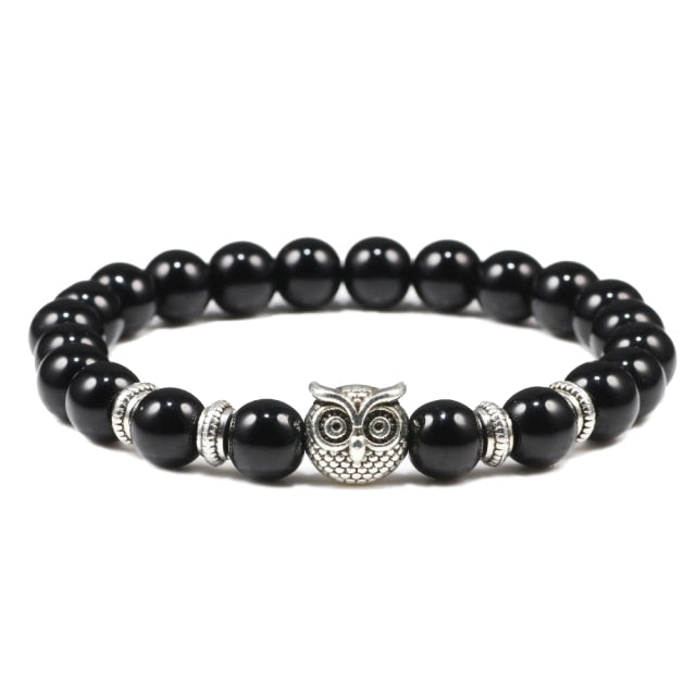 Black Lava Tiger Eye Weathered Stone Bracelets