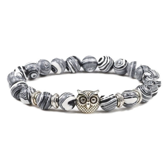 Black Lava Tiger Eye Weathered Stone Bracelets