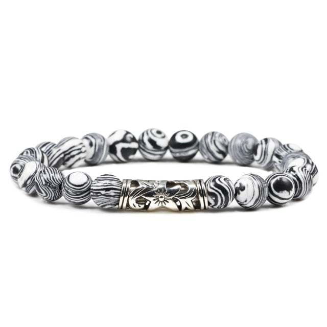 Black Lava Tiger Eye Weathered Stone Bracelets