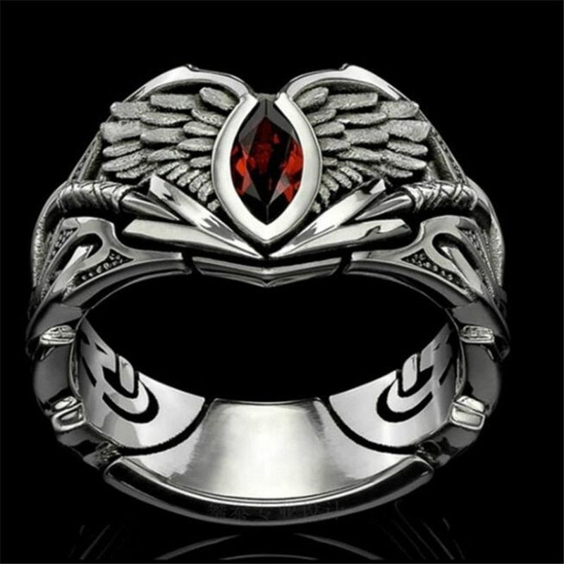 Creative Angel Wings Crystal Silver Color Men Ring