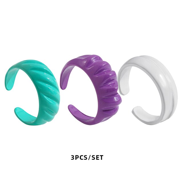 Colorful Dripping Oil Geometric Chain Open Rings Set