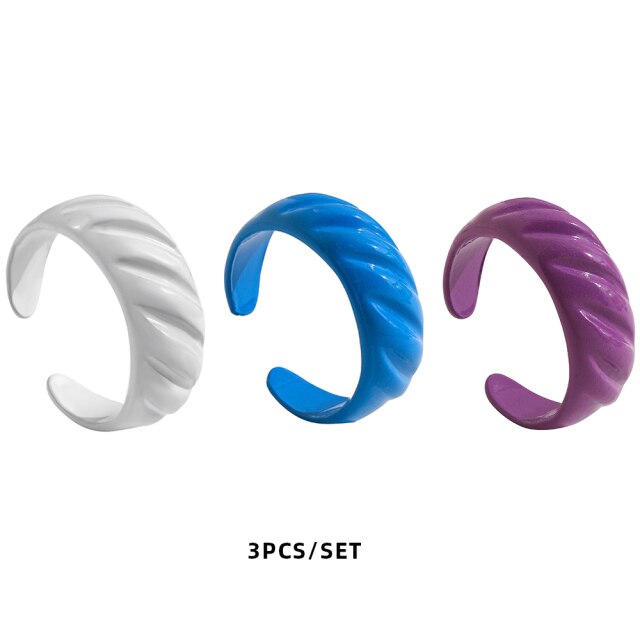 Colorful Dripping Oil Geometric Chain Open Rings Set