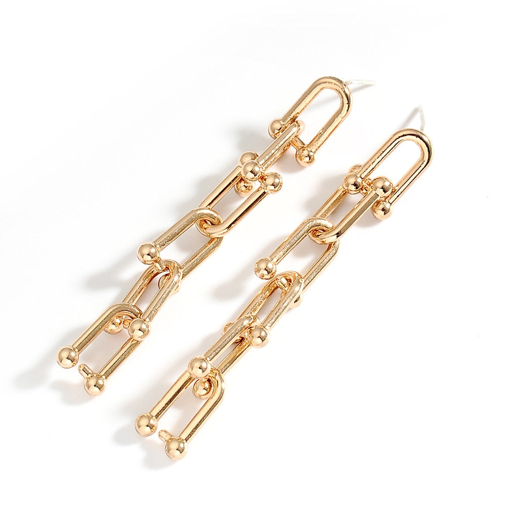 Simple U-shaped Horseshoe Buckle Stitching Chain Bracelet Set