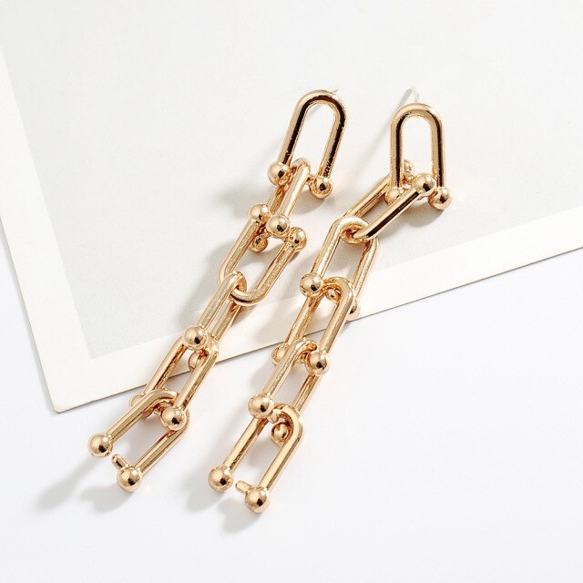 Simple U-shaped Horseshoe Buckle Stitching Chain Bracelet Set