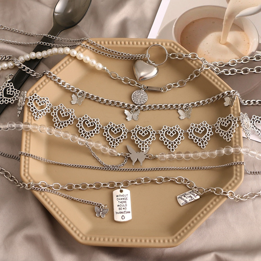 Punk Pearl Chain Necklace
