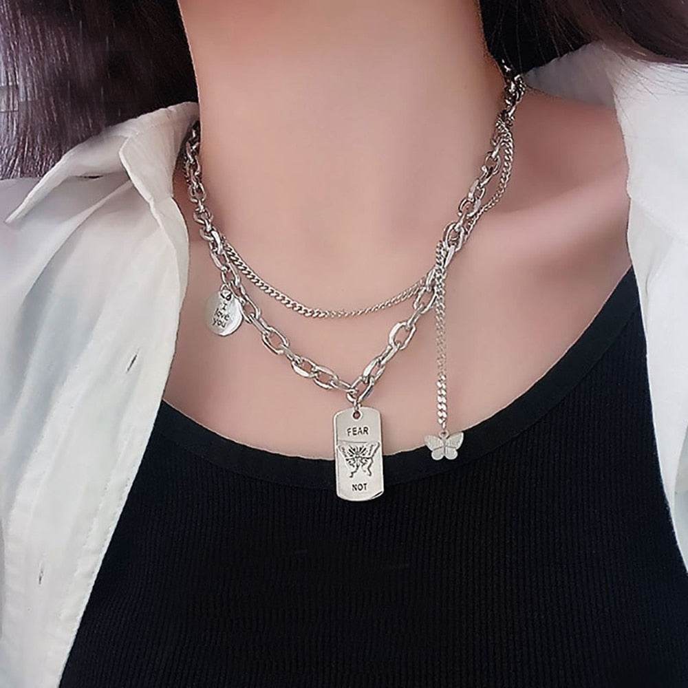 Punk Pearl Chain Necklace