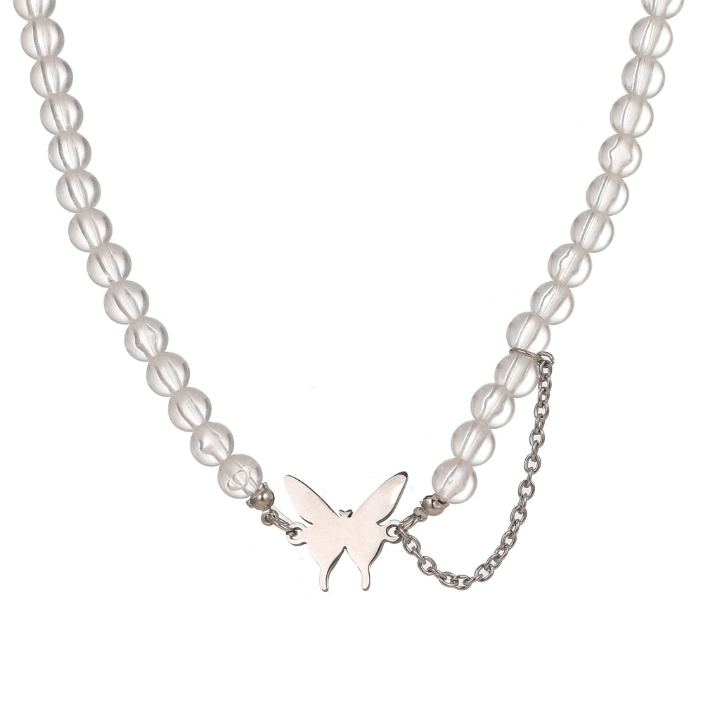 Punk Pearl Chain Necklace