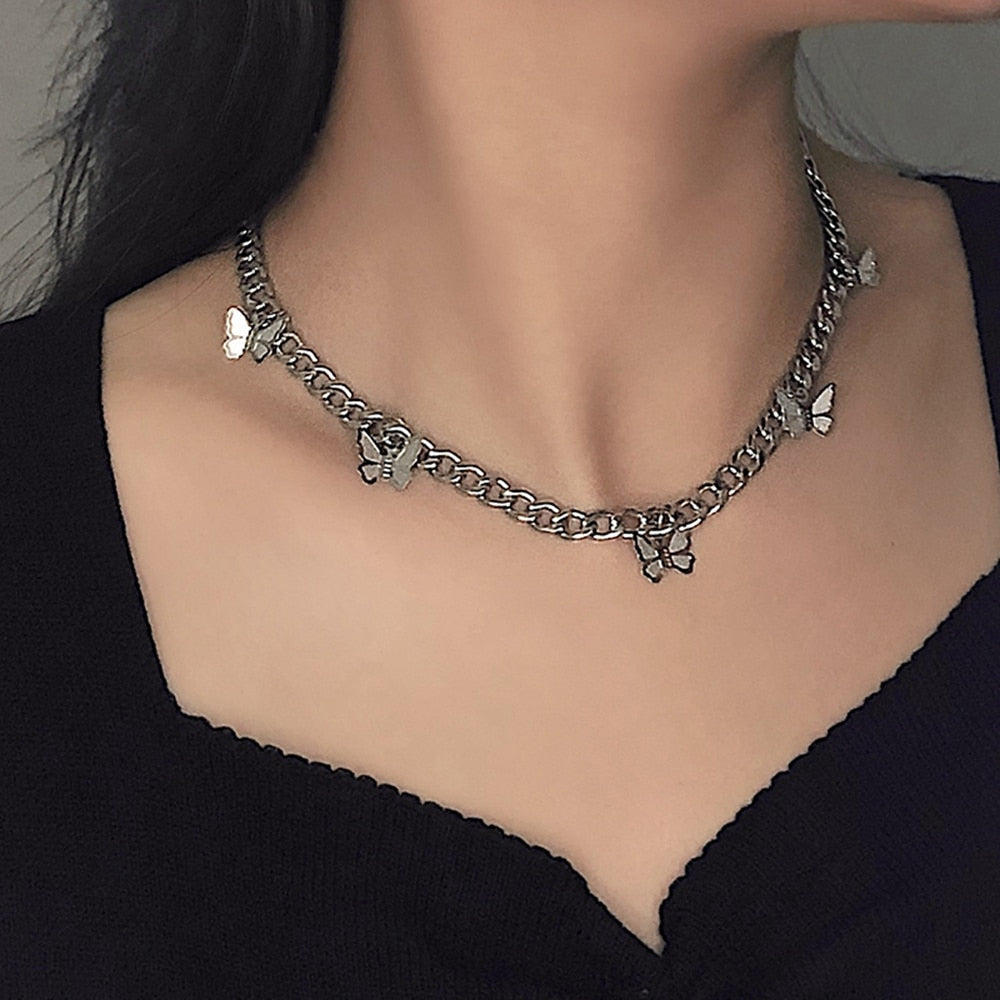 Punk Pearl Chain Necklace