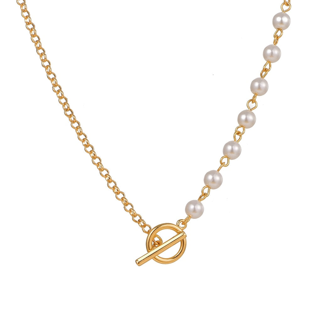 Punk Pearl Chain Necklace