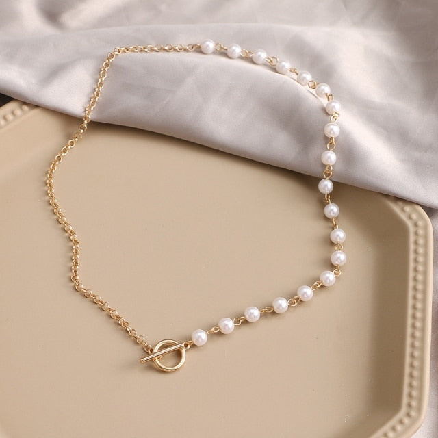 Punk Pearl Chain Necklace