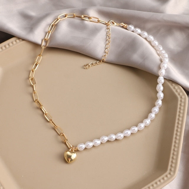 Punk Pearl Chain Necklace