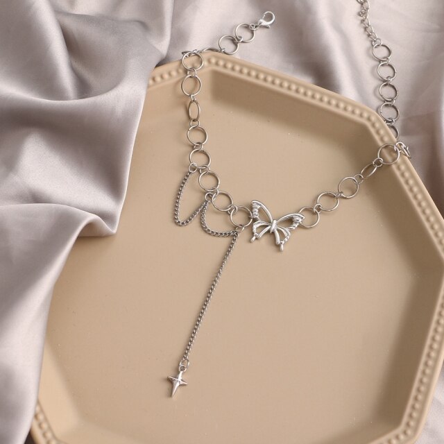 Punk Pearl Chain Necklace
