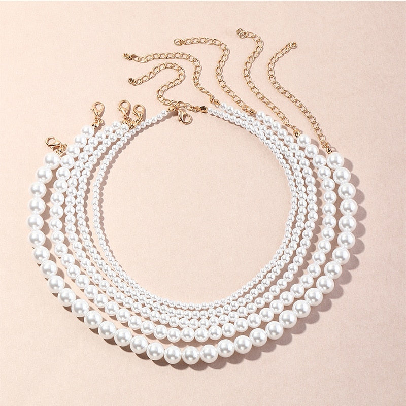 Vintage Imitation Pearl Choker Necklaces