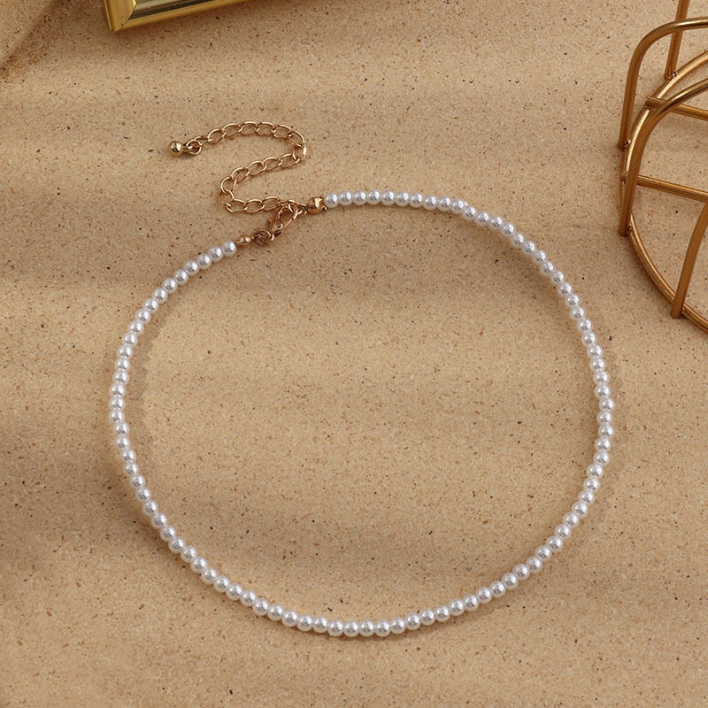 Vintage Imitation Pearl Choker Necklaces