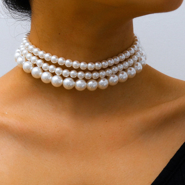 Gargantillas vintage de perlas de imitación