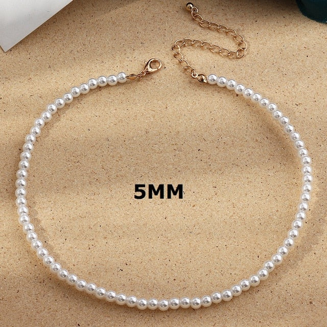 Vintage Imitation Pearl Choker Necklaces