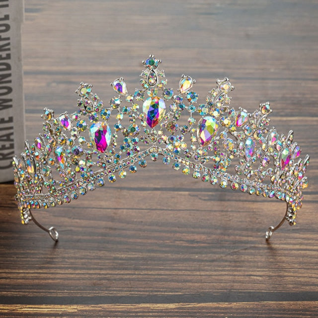Rhinestone Tiaras Crown Necklace Earrings Jewelry Set