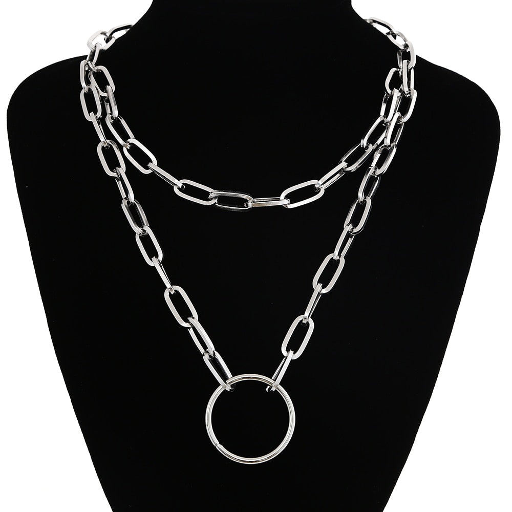 Lock Chain Necklace With A Padlock Pendants