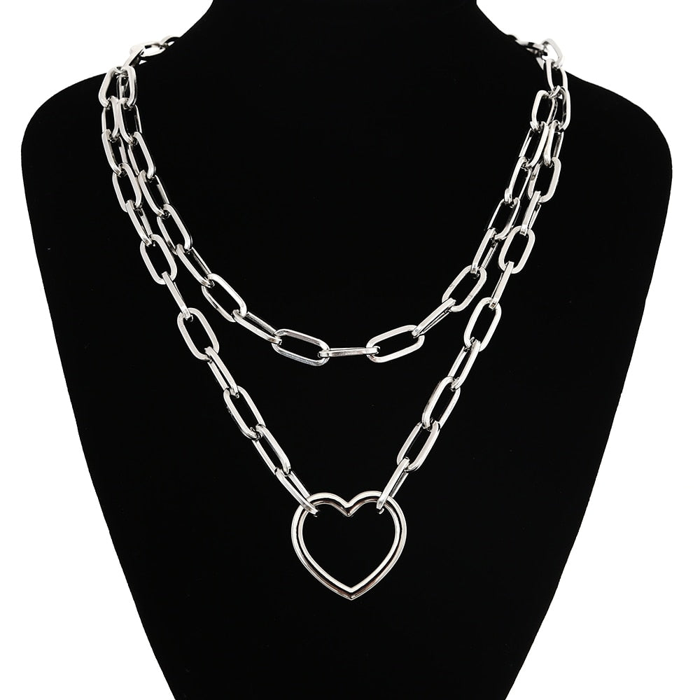 Lock Chain Necklace With A Padlock Pendants