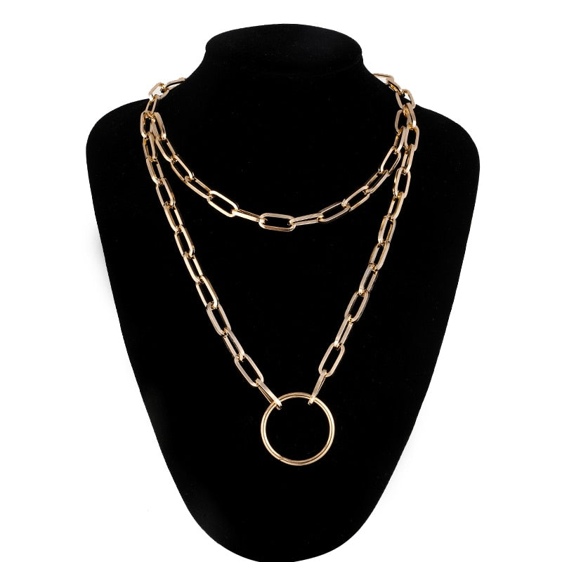 Lock Chain Necklace With A Padlock Pendants