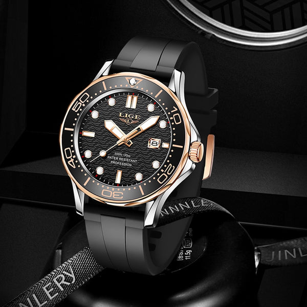 Relojes para hombre con correa de silicona, reloj impermeable para hombre