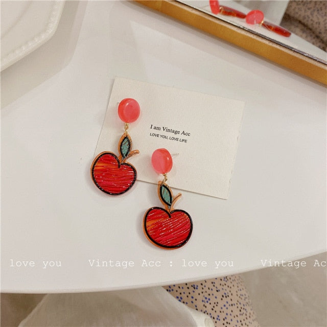 New  Korean Cherry Fruit Shaped Drop Earrings