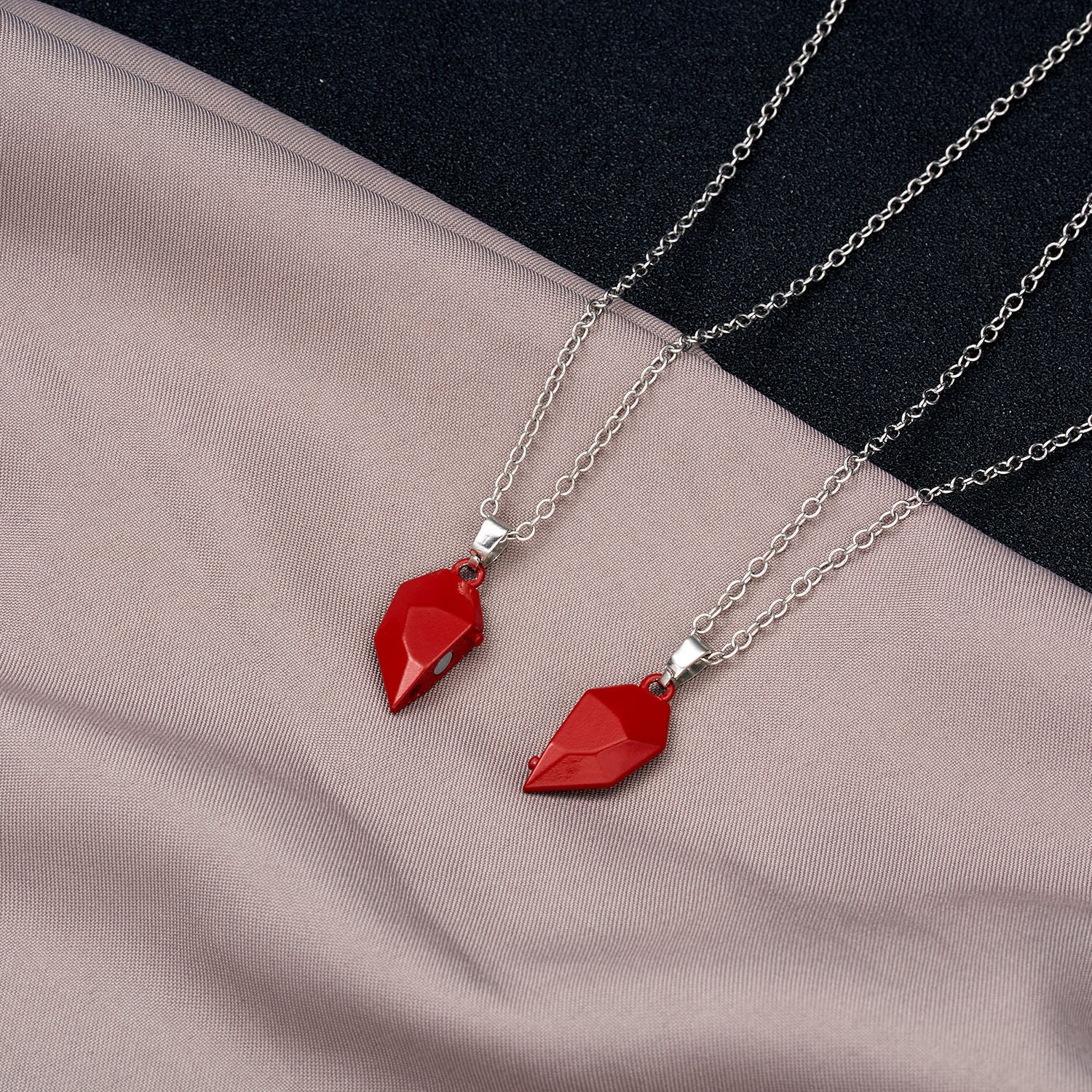 Magnetic  Astronaut Lovers Heart Pendant
