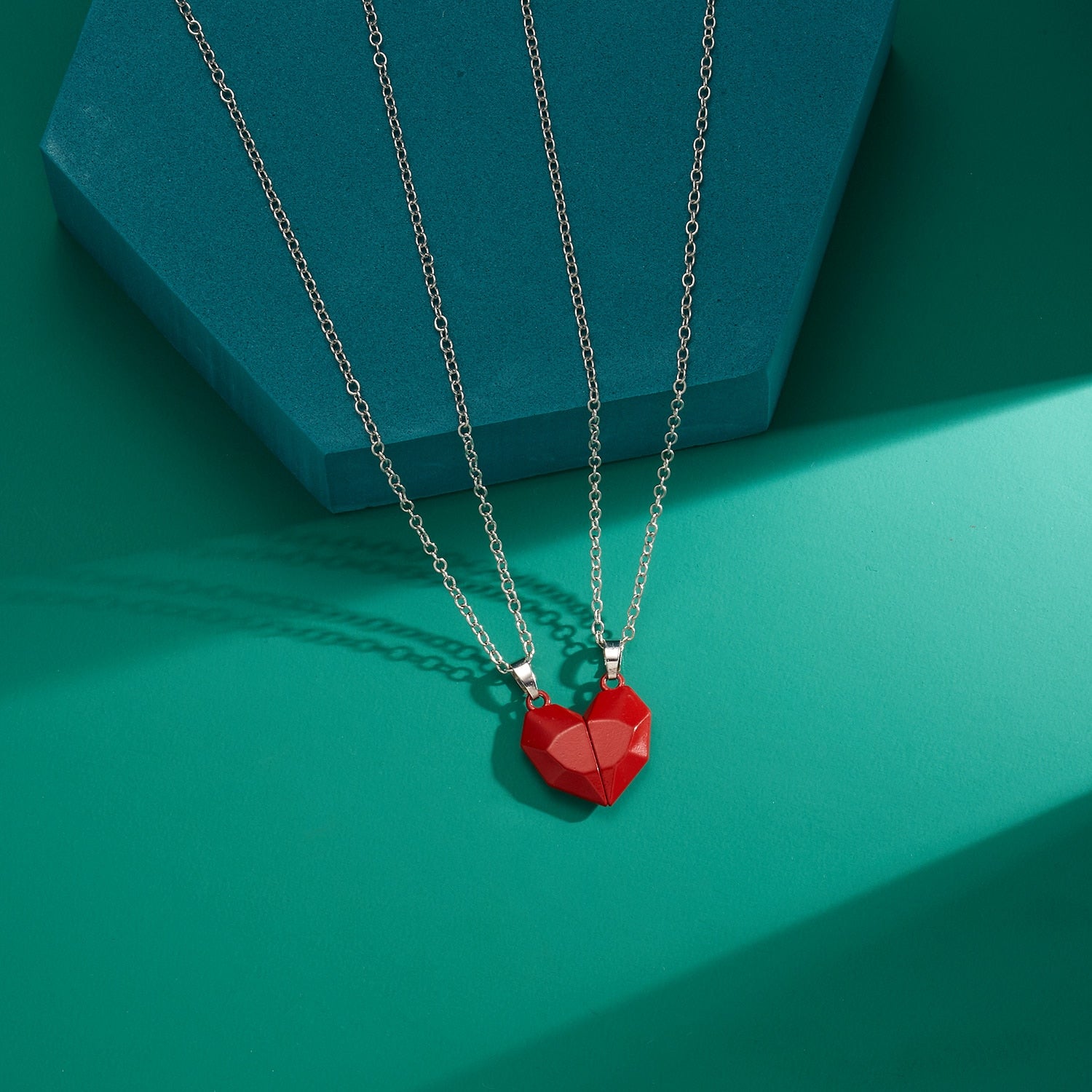 Magnetic  Astronaut Lovers Heart Pendant