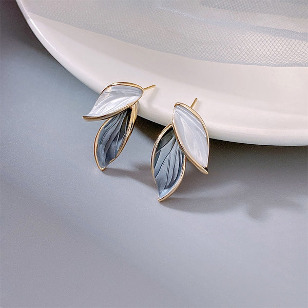 Trendy Summer Fresh Lovely Sweet Grey Leaf Dangle Earrings