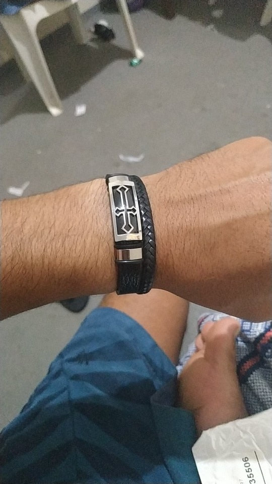Vintage Cross Bracelet Men's Charm Jewelry Religious Bracelet