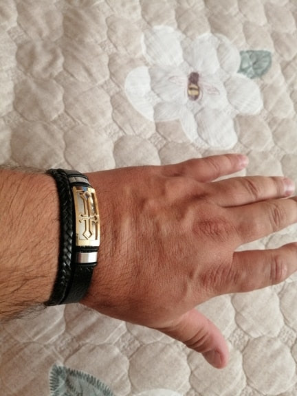Vintage Cross Bracelet Men's Charm Jewelry Religious Bracelet