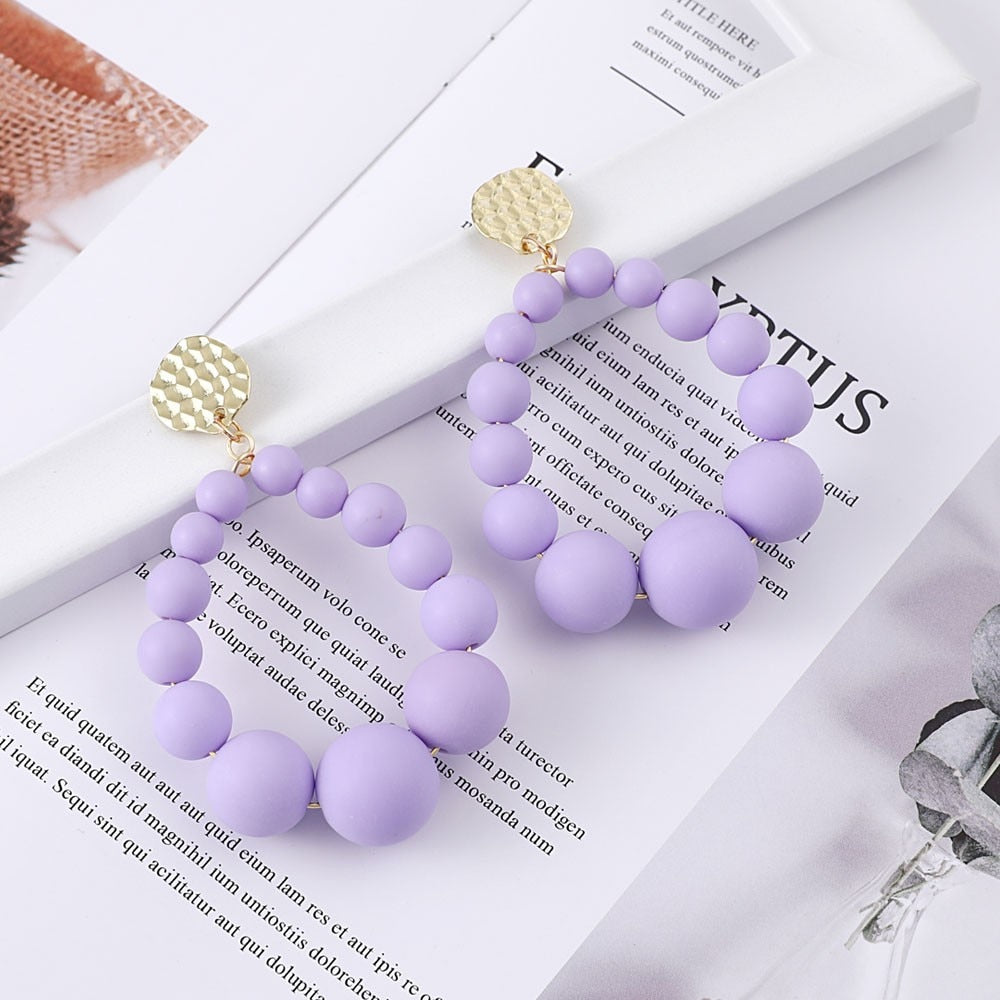 Bohemian Color Bead Hyperbol Earrings